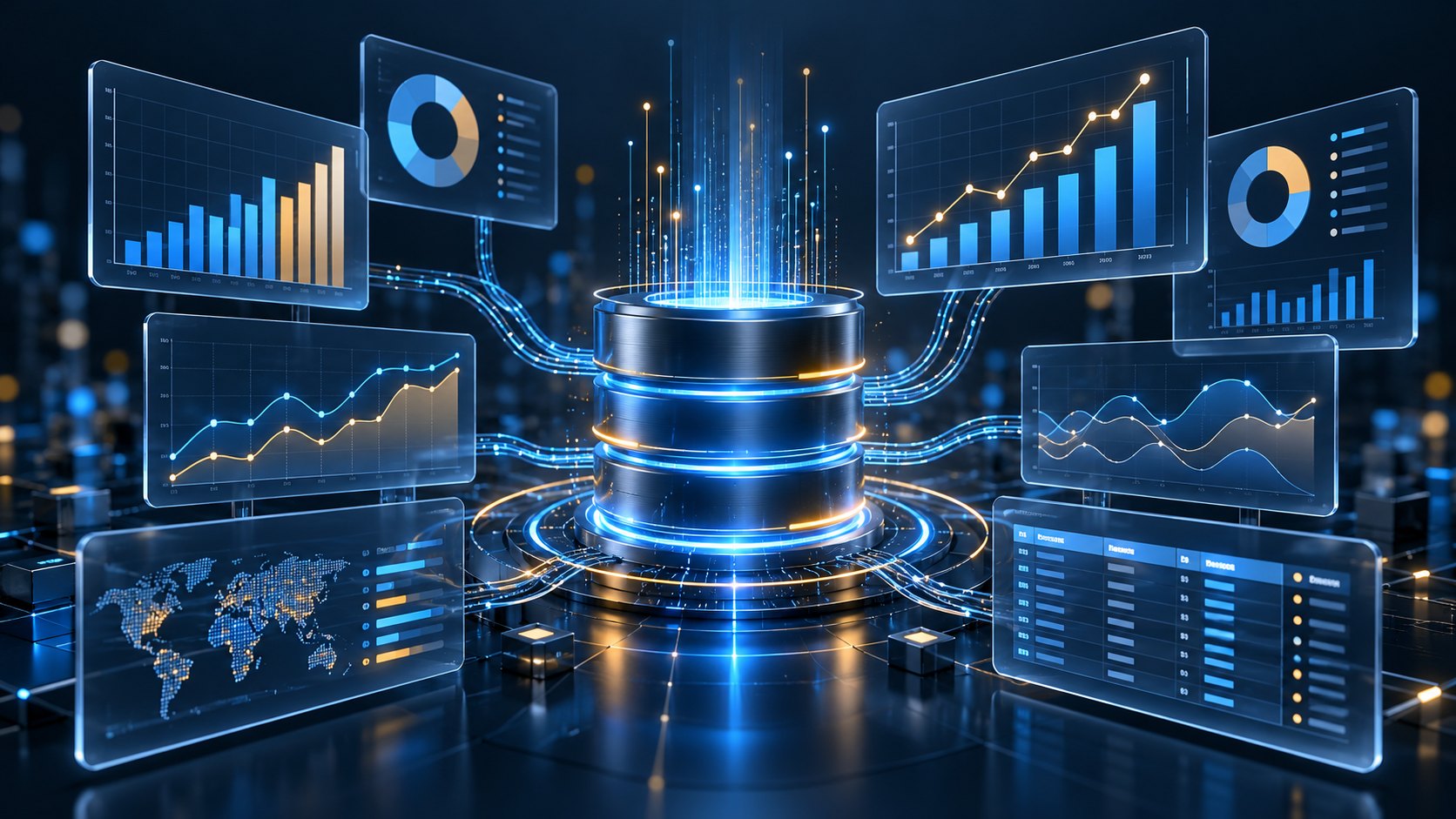 Business intelligence charts and reports built from connected data